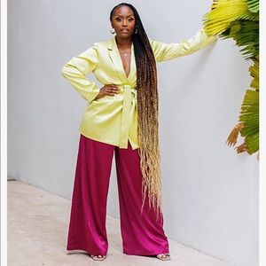 The Drop Orchid Wide Leg Satin Pants by @tenickab